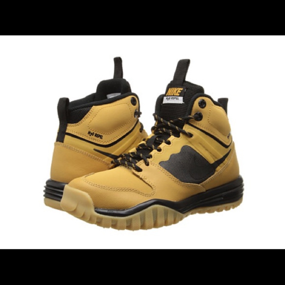 Nike Kids Dual Fusion Hills Mid (Gum Yellow Black)